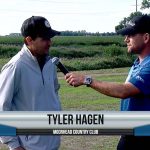 Tyler Hagen being interviewed by Dave Schultz